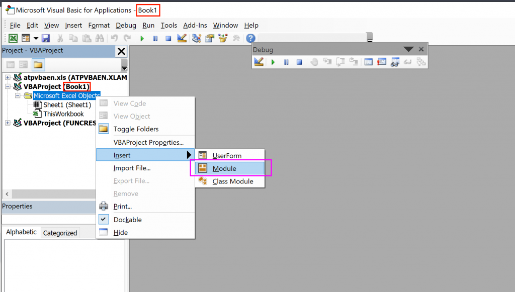 Insert module into excel workbook